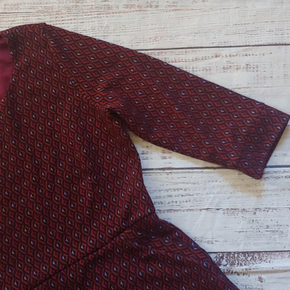 41 Hawthorn Burgundy & Blue Patterned Dress with‎ Pockets - Picture 2 of 9
